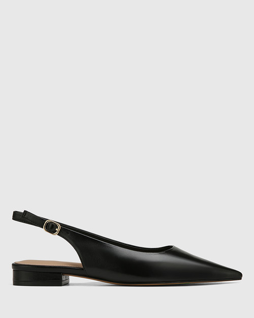 Mera Black Leather Slingback