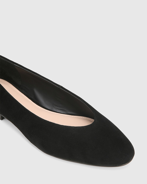 Angela Black Suede Leather Ballet Flat