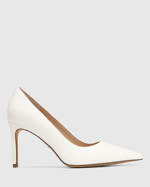 Sky White Leather Pump