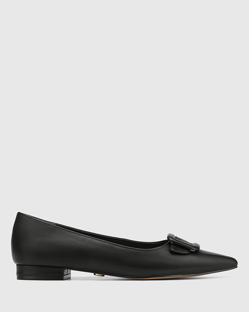 Madrid Black Leather Flat