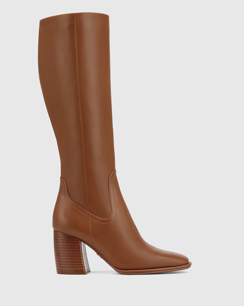 Payley Havana Tan Leather Knee High Boot