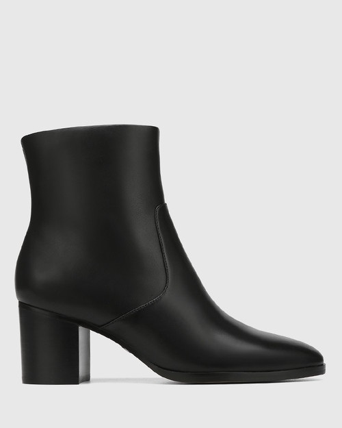 Nola Black Leather Ankle Boot