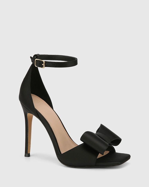 Valentine Black Recycled Satin Stiletto Heel