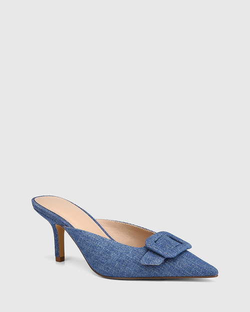 Lacina Ocean Blue Denim Textile Mule