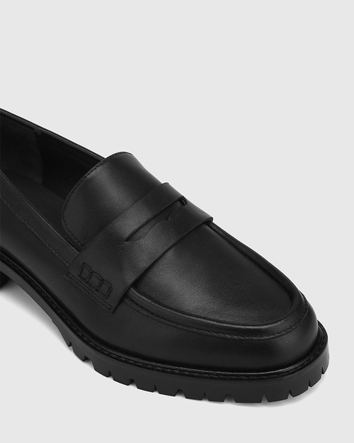 Eleni Black Leather Loafer