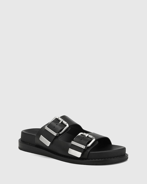 Arcadia Black Leather Sandal