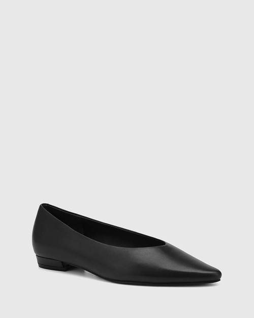 Carmel Black Leather Flat
