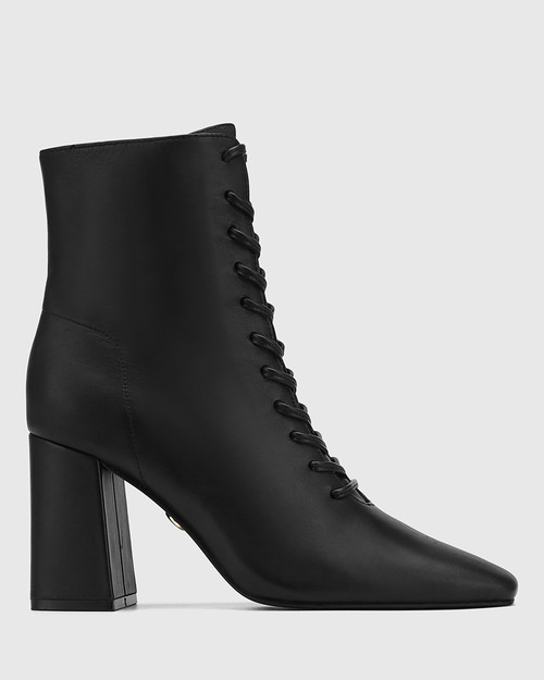Hazel Black Leather Ankle Boot