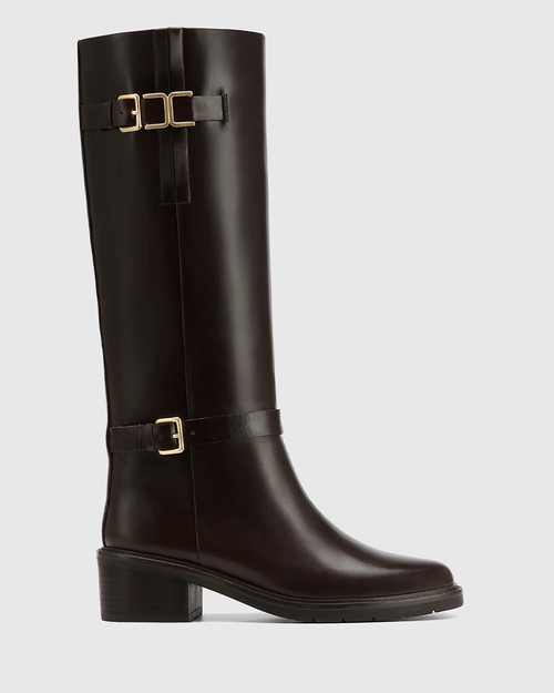 Beckett Dark Brown Waxy Leather Knee High Boot