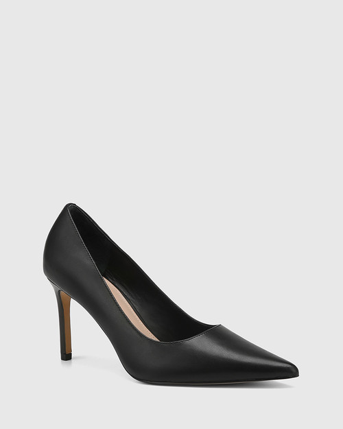 Sky Black Leather Pump