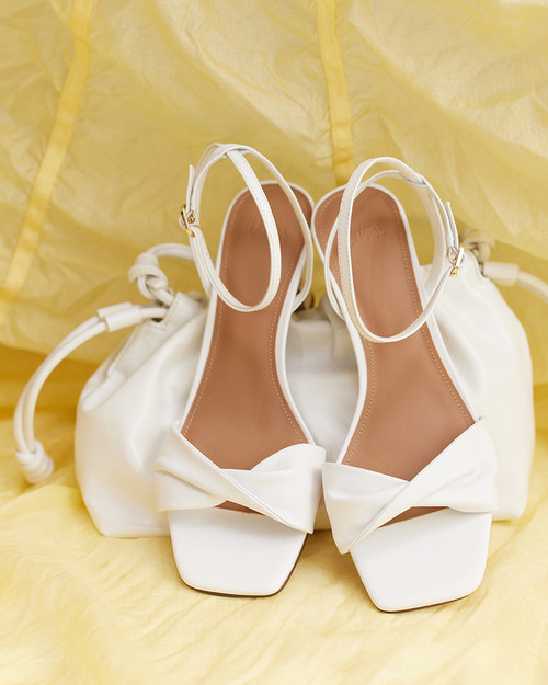Martha White Leather Flared Heel