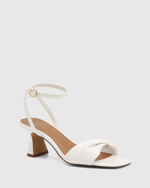 Martha White Leather Flared Heel