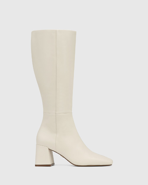 Narah Winter White Leather Long Boot