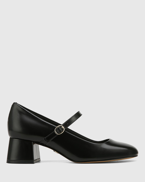 Irena Black Leather Mary Jane