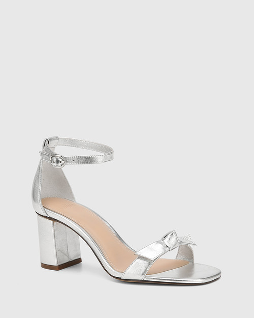 Calliope Silverware Metallic Leather Block Heel