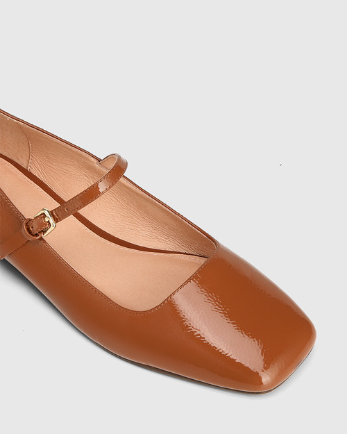 Bina Warm Cinnamon Crinkle Patent Leather Mary Jane