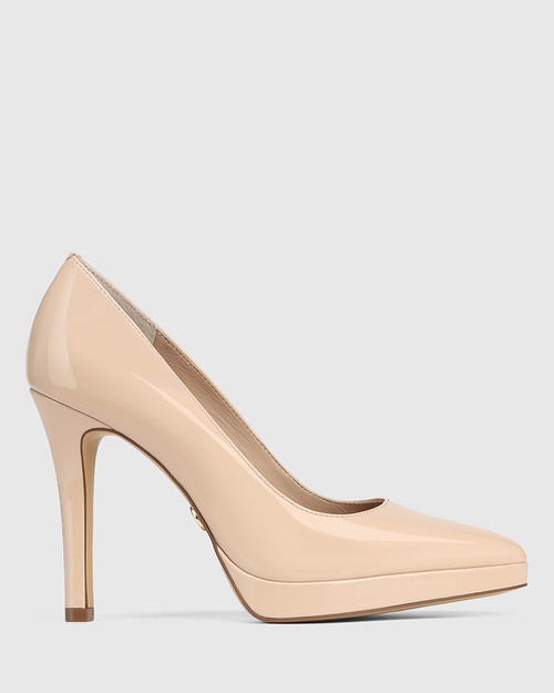 Vero New Flesh Patent Leather Stiletto Heel Platform Pump