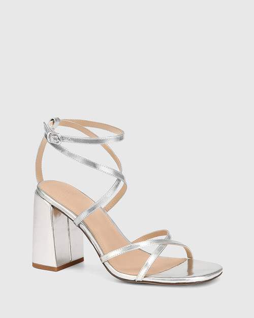 Remy Silverware Metallic Leather Strappy Heel