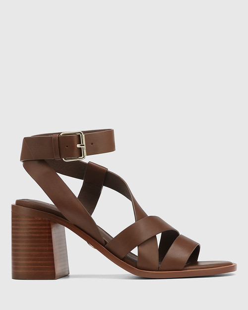 Prague Rich Brown Leather Strappy Heel