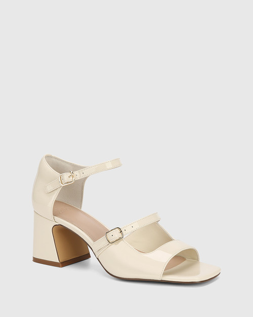 Maika Vintage Ivory Patent Leather Block Heel