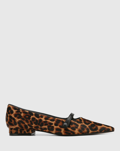 Milly Cognac Leopard Print Leather Flat