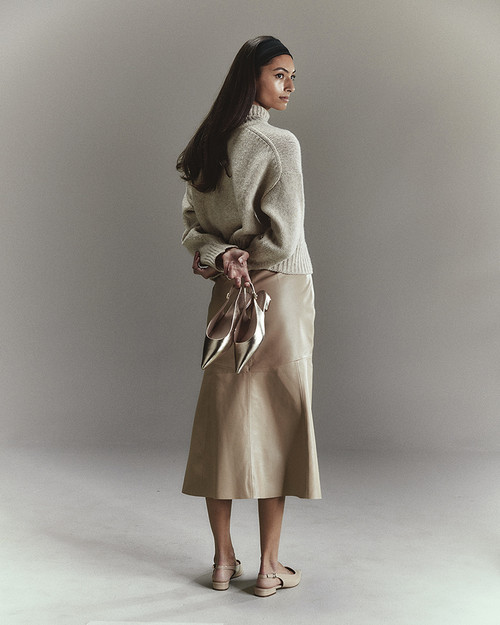 Mera Champagne Metallic Leather Slingback