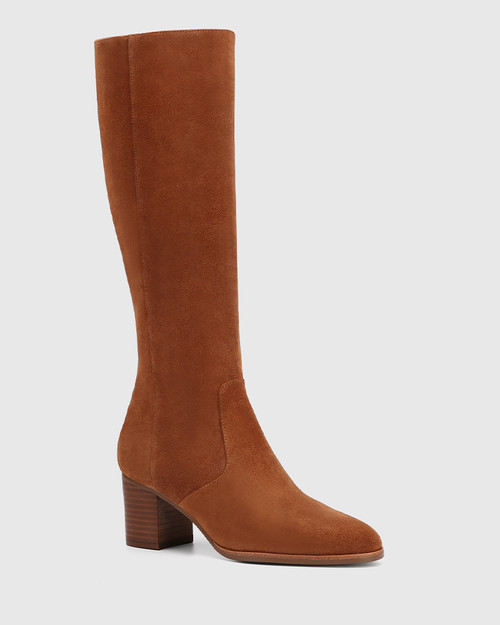 Nash Havana Tan Suede Leather Knee High Boot