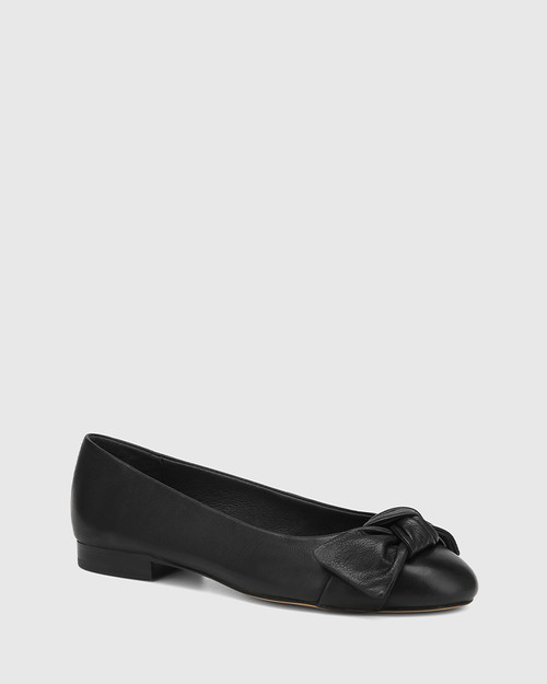 Ariana Black Leather Ballet Flat
