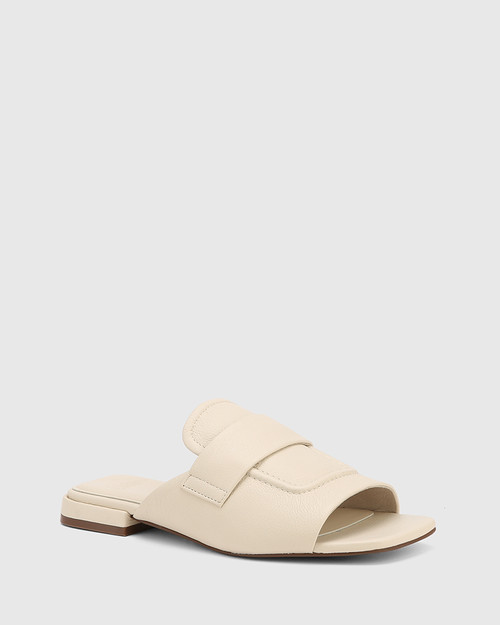Euginia Vintage Ivory Pebbled Leather Slide
