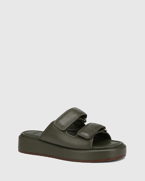 Codi Olive Green Leather Flatform