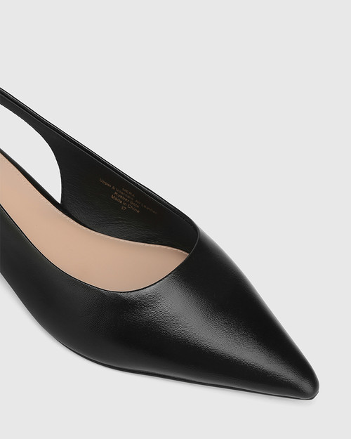 Mera Black Shiny Leather Slingback