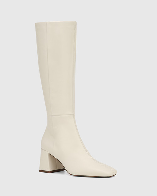 Narah Winter White Leather Long Boot