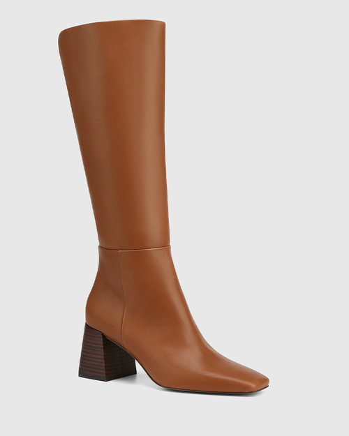Nilo Havana Tan Leather Knee High Boot