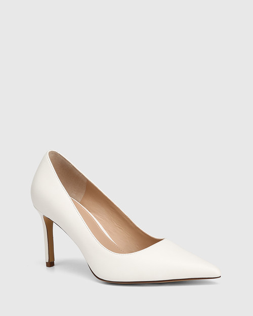 Sky White Leather Pump