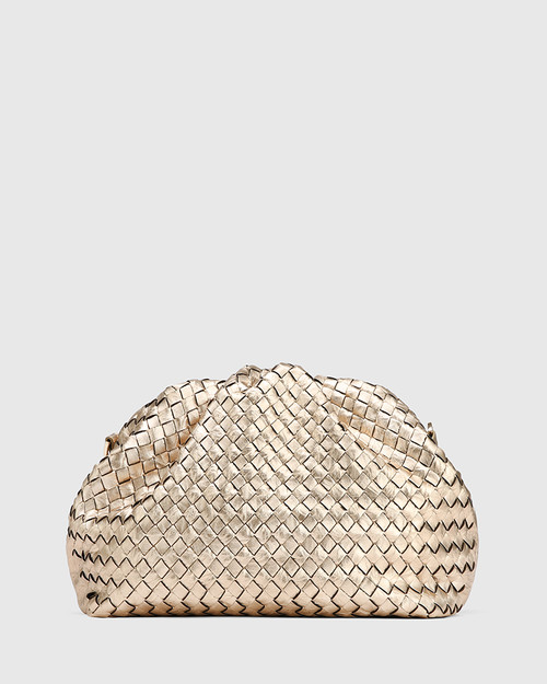 Brooklee Champagne Metallic Leather Handbag