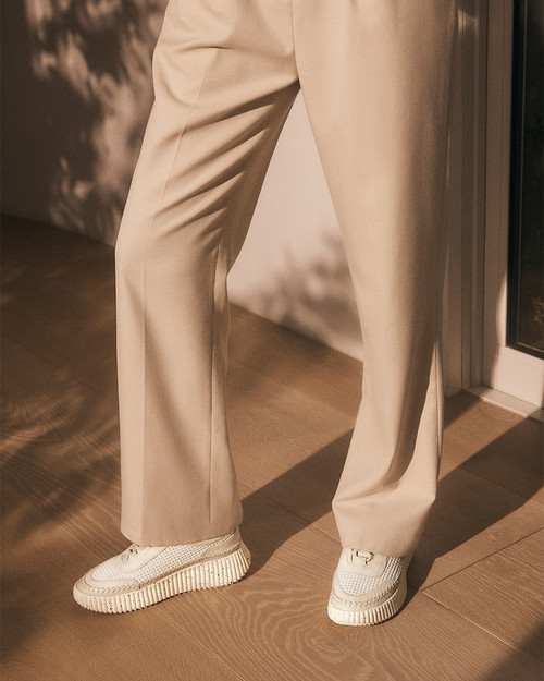 Kylah Vintage Ivory Suede Leather and Recycled Textile Sneaker