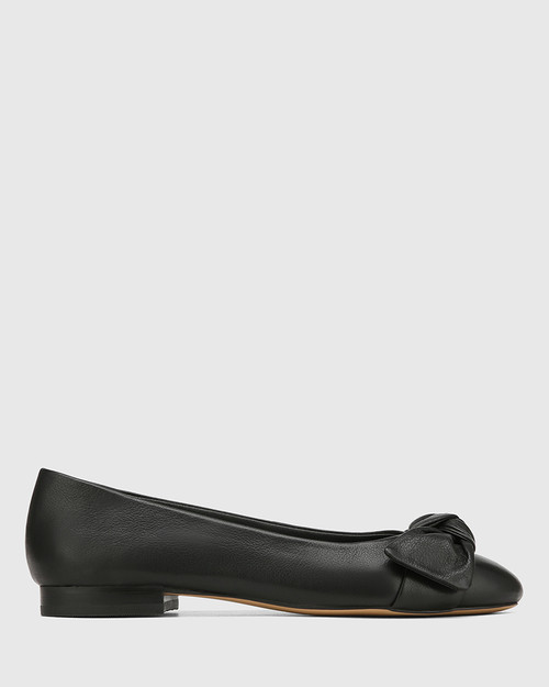 Ariana Black Leather Ballet Flat