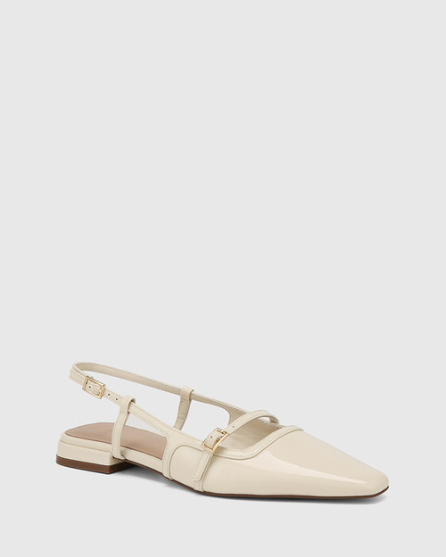 Bea Vintage Ivory Patent Leather Slingback