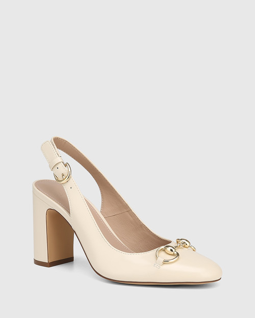 Prudence Vintage Ivory Leather Slingback