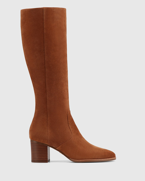 Nash Havana Tan Suede Leather Knee High Boot