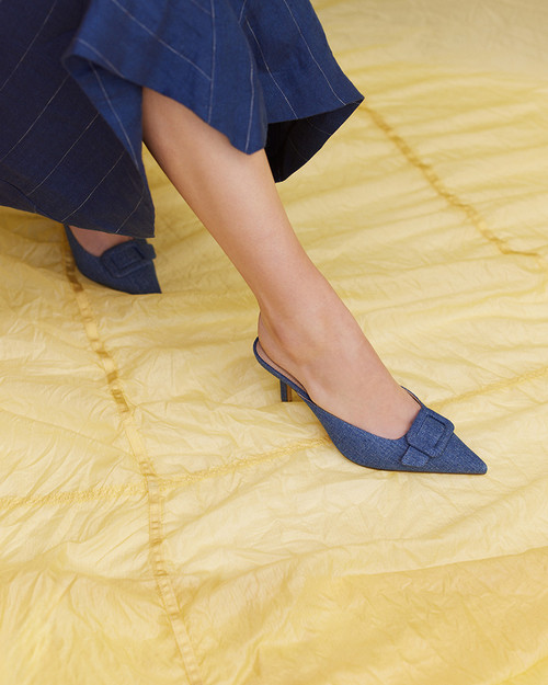 Lacina Ocean Blue Denim Textile Mule