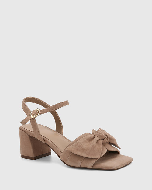 Kass Hazelnut Suede Leather Block Heel