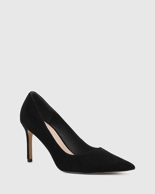 Sky Black Suede Leather Pump