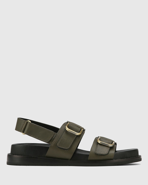 Amira Olive Green Leather Sandal