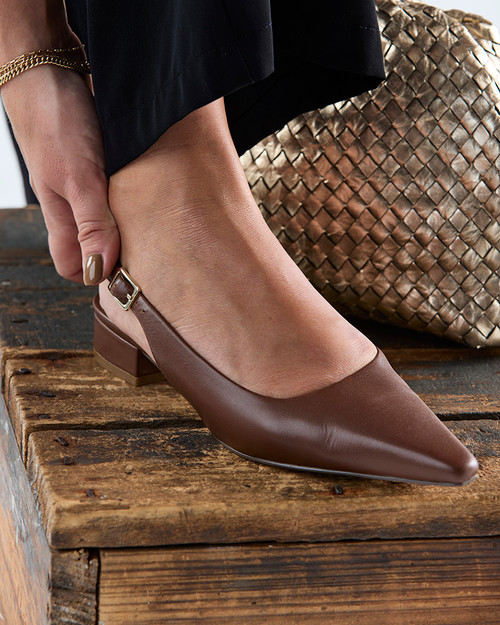 Desiree Milk Chocolate Leather Slingback
