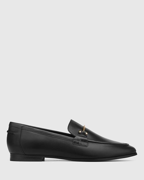 Angeles Black Leather Loafer