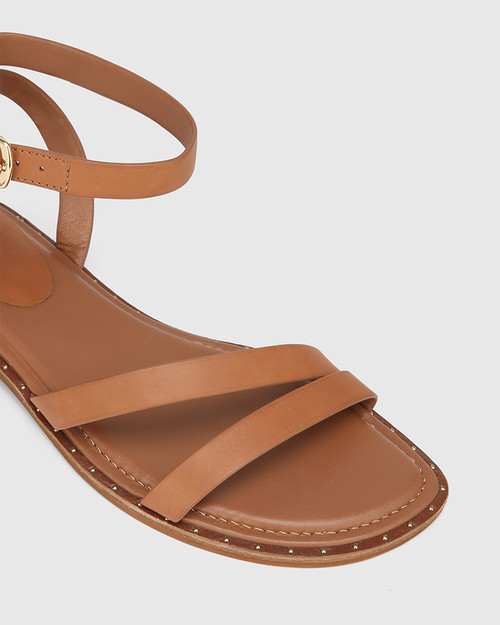 Crystina Bark Leather Strappy Sandal