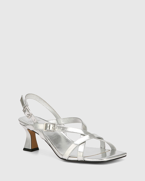 Kirby Silverware Metallic Leather Strappy Heel