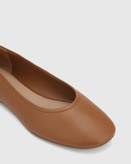 Angelic Dark Cognac Leather Ballet Flat