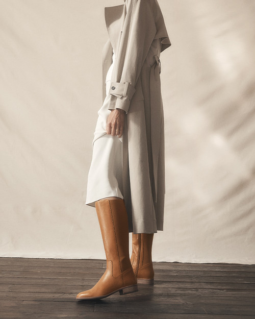 Chilliana Dark Cognac Leather Long Boot